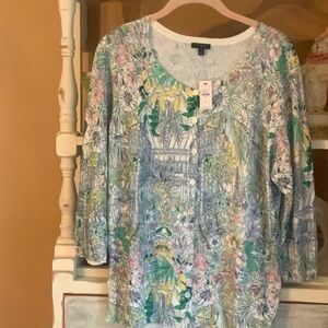 CARDIGAN SWEATER XL BEAUTIFUL PASTEL FLOWERS NWT 99.00 TALBOTS